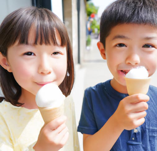ice cream social fundraiser with kids eating ice cream cone