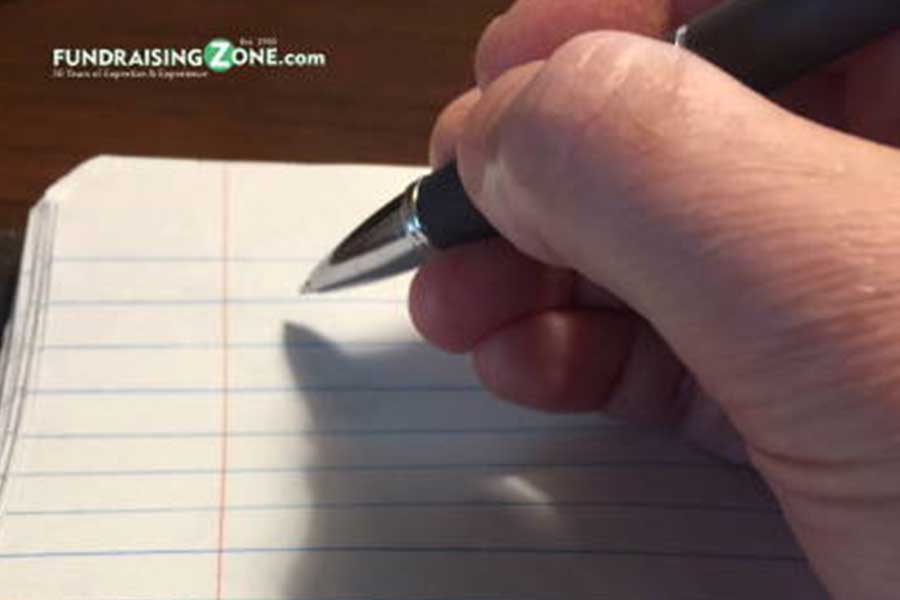Writing A Perfect Fundraising Letter in Notebook