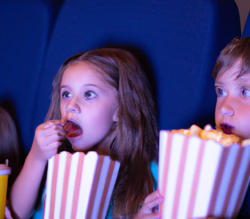 kids eating popcorn at movie night fundraisers