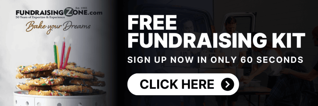 “Fundraising Zone banner for the cookie dough program to help dance teams raise funds — click to get your free fundraising kit.”