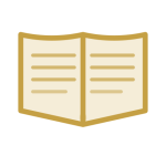 Elegant gold-outlined open book icon with text lines on both pages, symbolizing opportunities for successful fundraising campaigns.