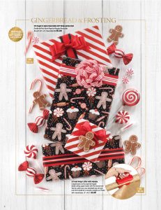 Attractive gingerbread and peppermint-wrapped gifts with festive treats—an inspiring visual for your holiday fundraising catalog.